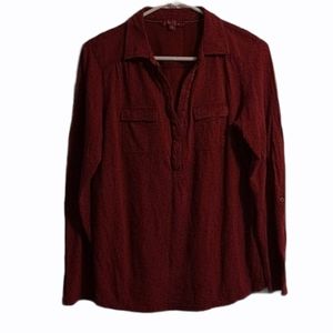 Fat Face burgandy long sleeve pull over shirt